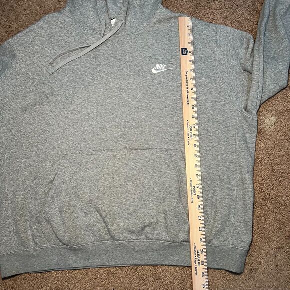 Nike Hoodie Mens XL Gray Pullover Long Sleeve Fleece Swoosh Sweatshirt - Picture 4 of 5